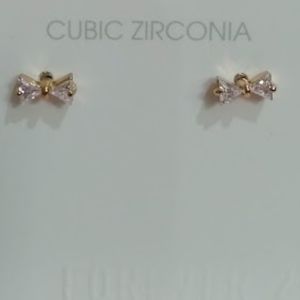 Forever 21 Cubic Zirconia Earrings bow tie NEW
